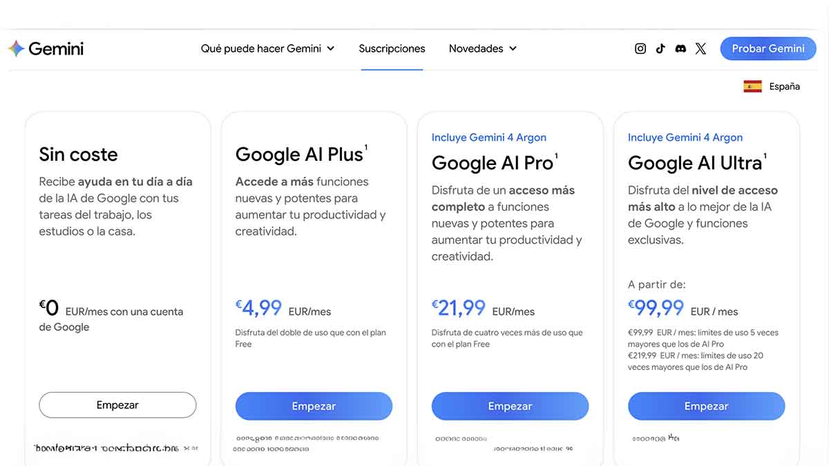 Precios de Google Gemini